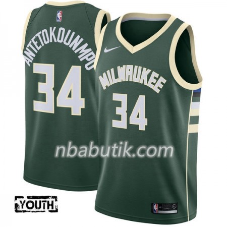 NBA Børn Trøje Milwaukee Bucks Giannis Antetokounm 34 Nike 2017-18 Grøn Swingman NBA Børn Trøje Milwaukee Bucks Giannis Antetokounm 34 Nike 2017-18 Grøn Swingman